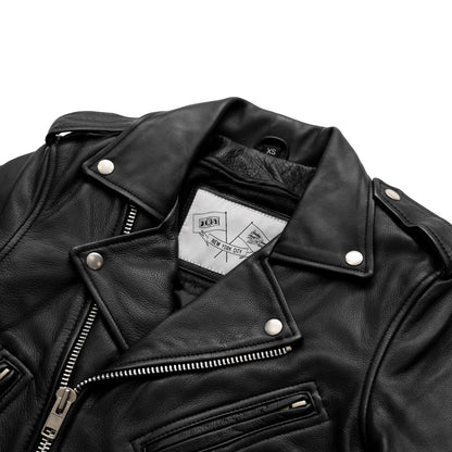 Women's cropped Leather Motorcycle Riding Jacket- "Imogen"