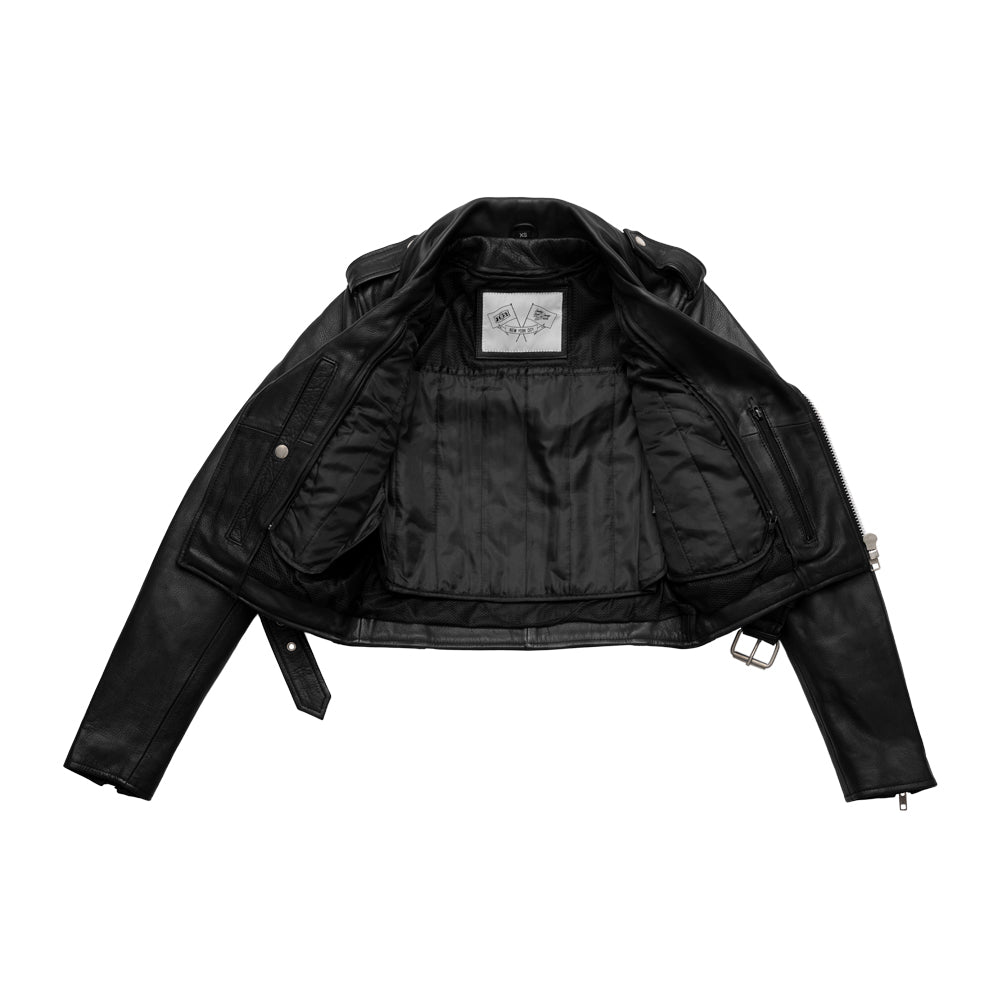 Women's cropped Leather Motorcycle Riding Jacket- "Imogen"
