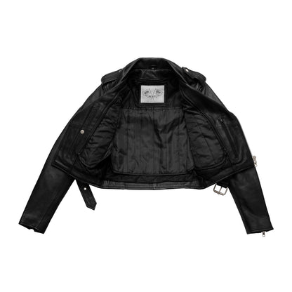 Women's cropped Leather Motorcycle Riding Jacket- "Imogen"