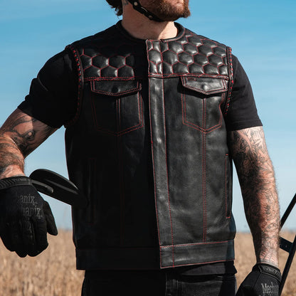 Men's Club Style Leather Vest- Hornet