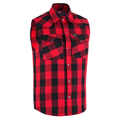 Red Rider Men's Sleeveless Red and Black Flannel Shirt