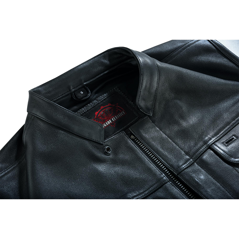 Men's "Highway Jack" Club Style Black Leather Motorcycle Vest