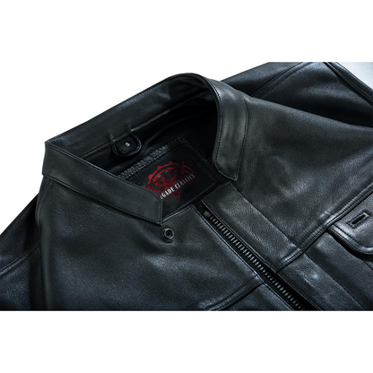 Men's "Highway Jack" Club Style Black Leather Motorcycle Vest