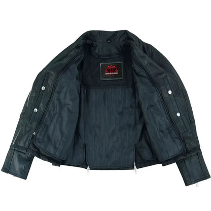 Men's Lightweight Drum Dyed Naked Lambskin Crossover Scooter - Black