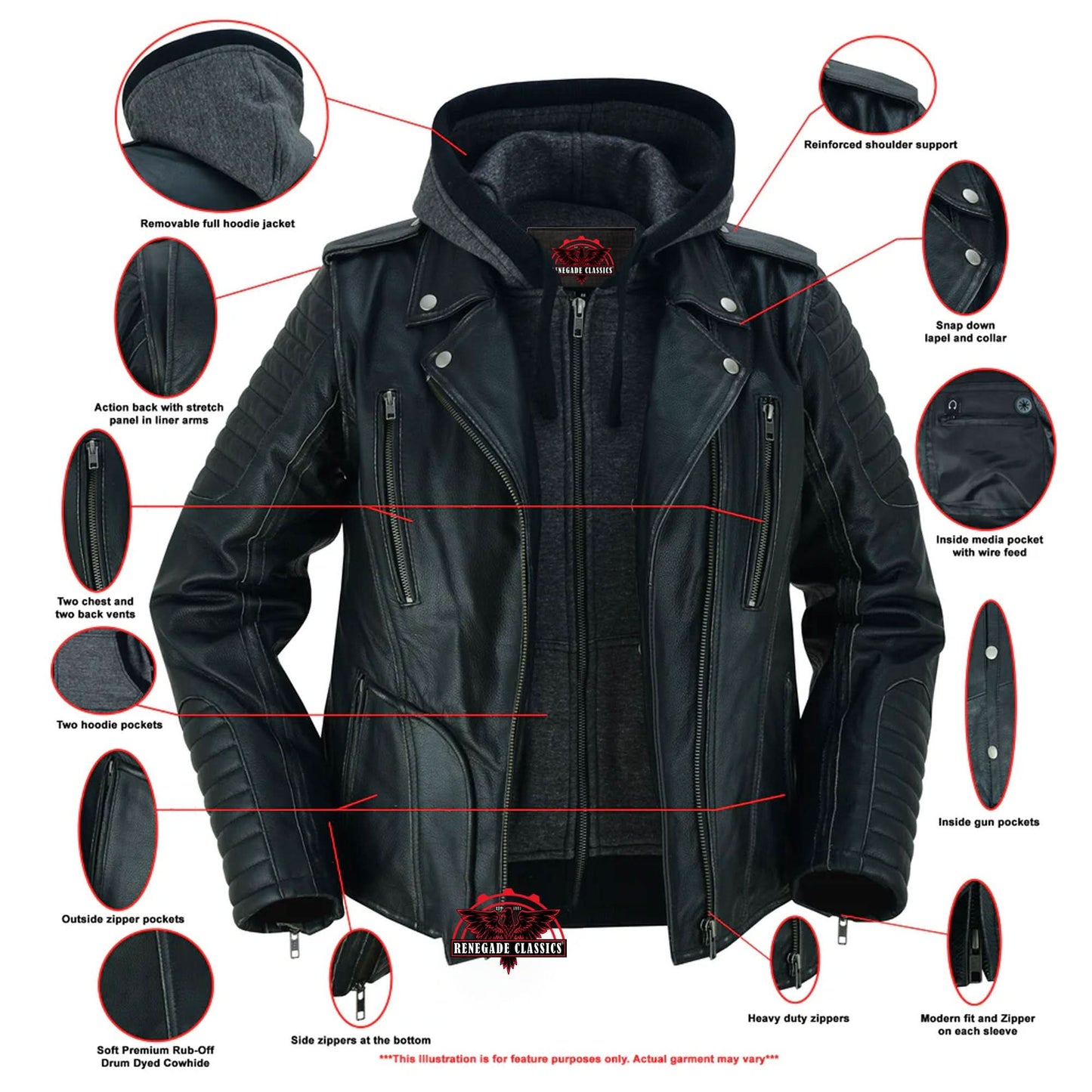 Women's Premium Cowhide Motorcycle Riding Jacket- "Rush Charm"