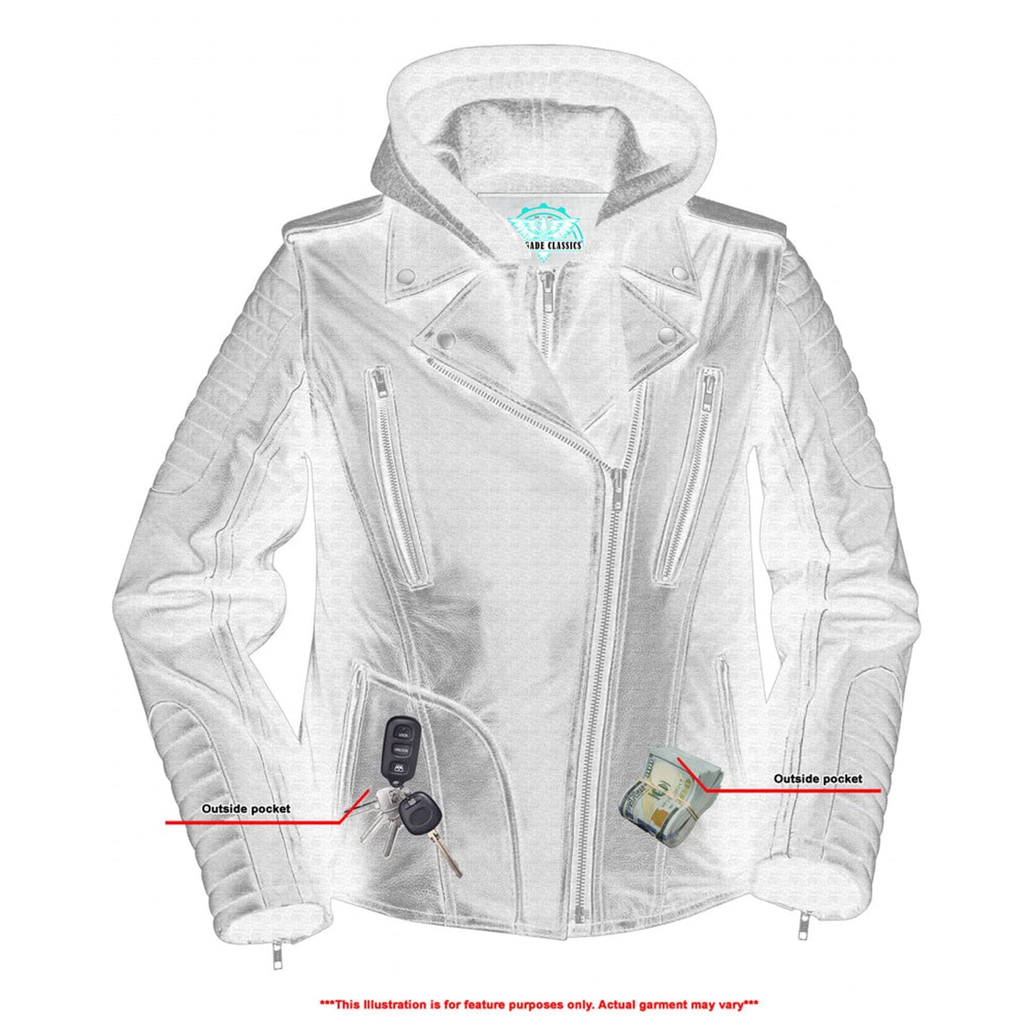 Women's Premium Cowhide Motorcycle Riding Jacket- "Rush Charm"