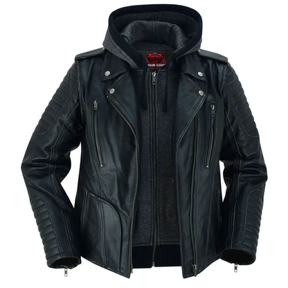Women's Premium Cowhide Motorcycle Riding Jacket- "Rush Charm"