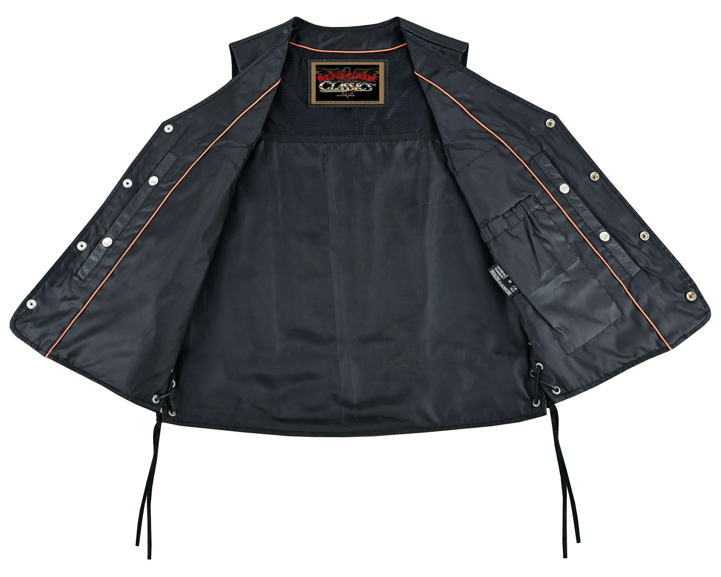 Men's Black Braided Western Leather Motorcycle Vest "Charlie"