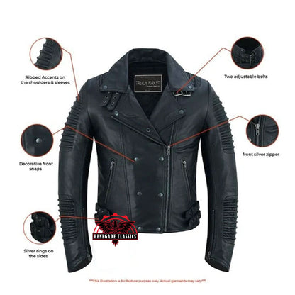 Women's Black Fashion Leather Jacket- Shadow Queen