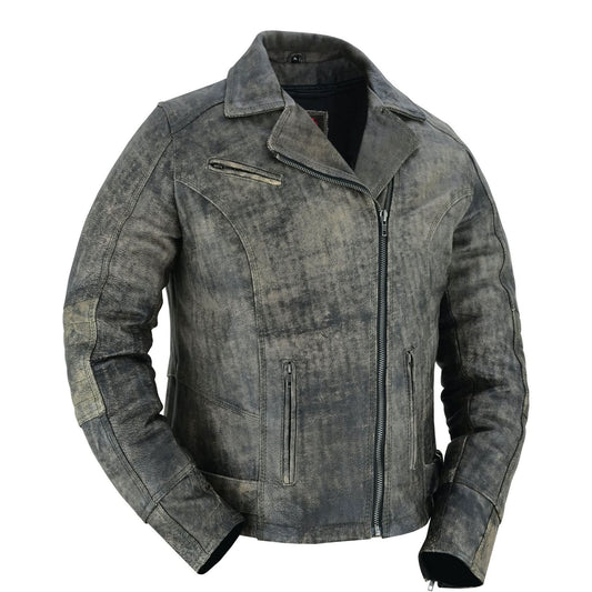 Women's Brown Women's Leather Motorcycle Riding Jacket- Shen Antique