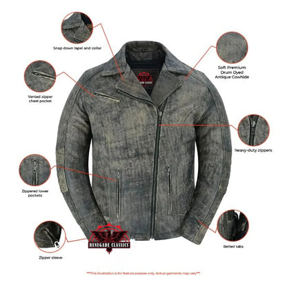 Women's Brown Women's Leather Motorcycle Riding Jacket- Shen Antique