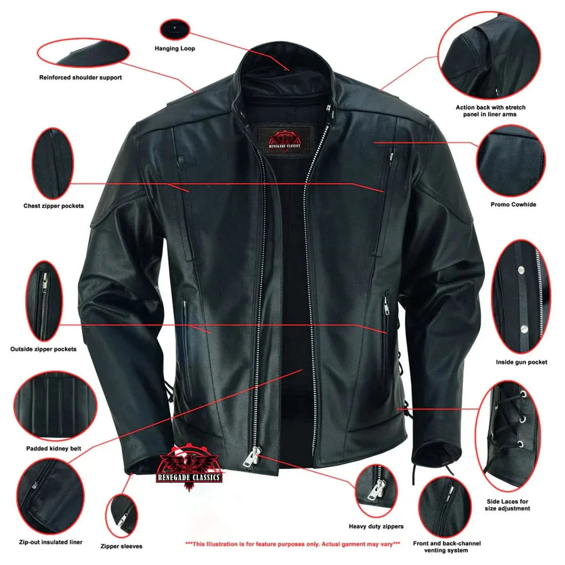 AM Knucklehead Premium Black Men's Leather Motorcycle Jacket