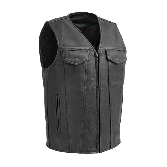 Men's Western Style Leather Motorcycle Vest- "Badlands"