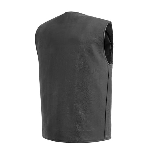 Men's Western Style Leather Motorcycle Vest- "Badlands"