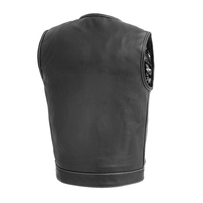 Men's Leather Club Style Motorcycle Vest- Bandit