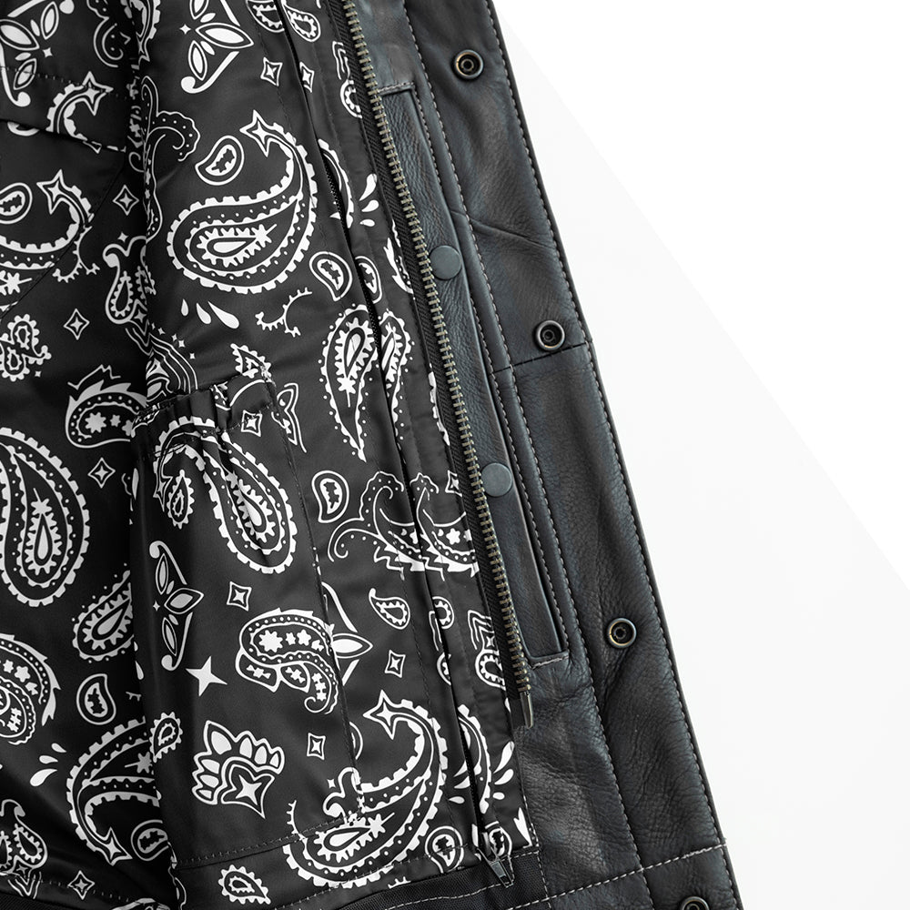 Men's Leather Club Style Motorcycle Vest- Bandit