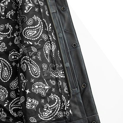 Men's Leather Club Style Motorcycle Vest- Bandit
