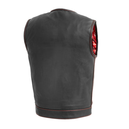 Men's Leather Club Style Motorcycle Vest- Bandit