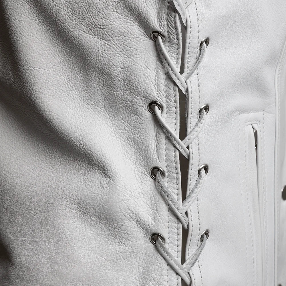 Women's "Beryl" Motorcycle Leather Vest - White