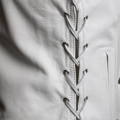 Women's "Beryl" Motorcycle Leather Vest - White