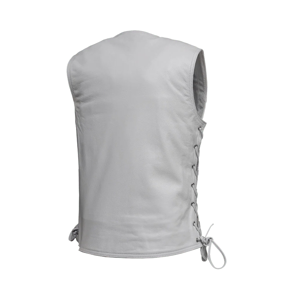 Women's "Beryl" Motorcycle Leather Vest - White