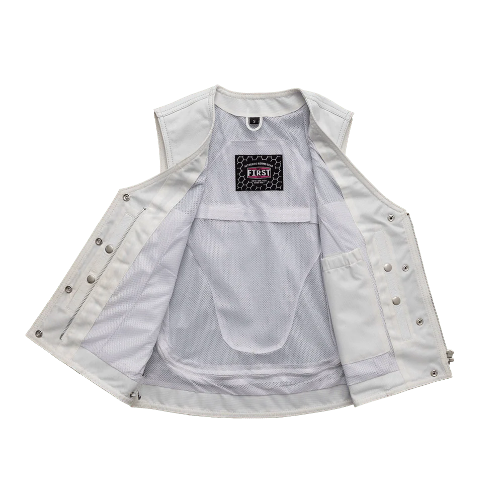 Women's "Beryl" Motorcycle Leather Vest - White