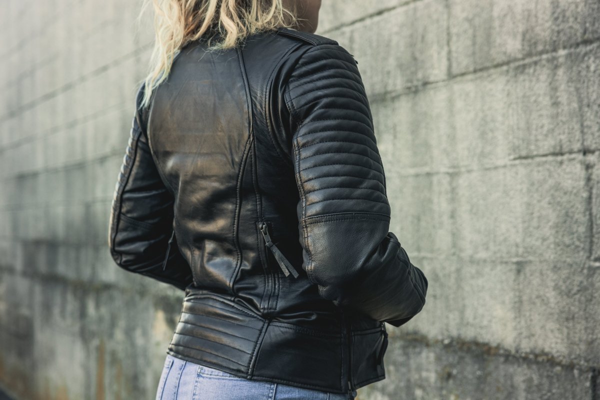 Women's Motorcycle Leather Riding Jacket- "Biker"