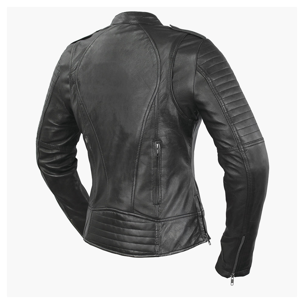Women's Motorcycle Leather Riding Jacket- "Biker"