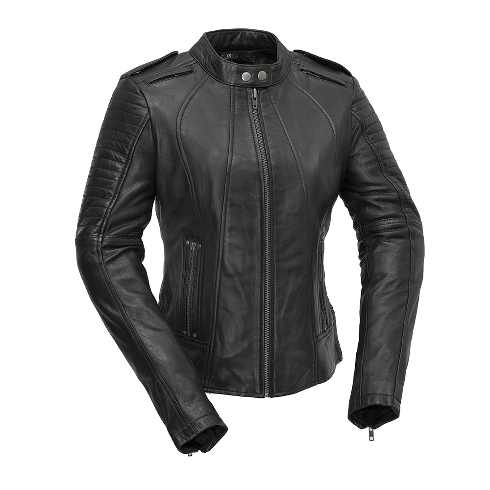Women's Motorcycle Leather Riding Jacket- "Biker"