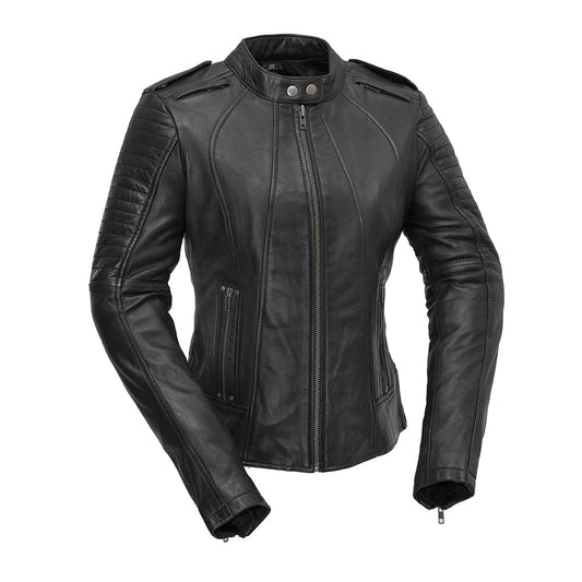 Women's Motorcycle Leather Riding Jacket- "Biker"
