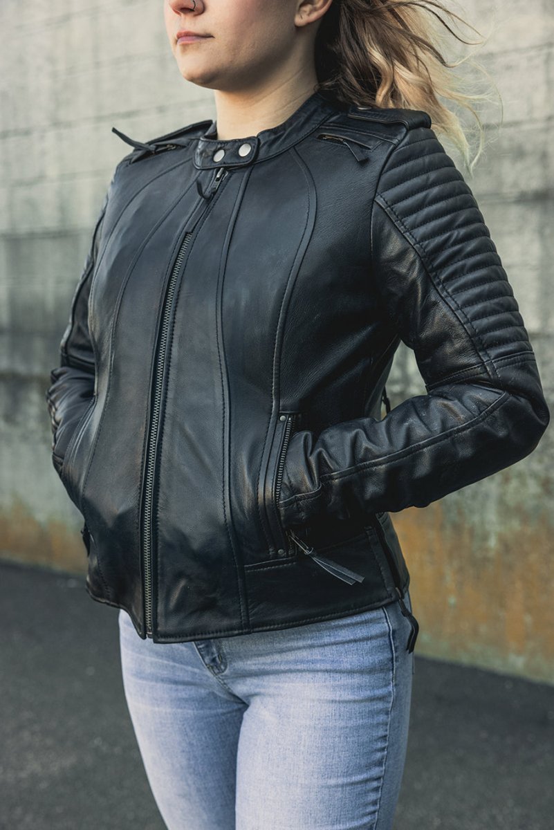 Women's Motorcycle Leather Riding Jacket- "Biker"