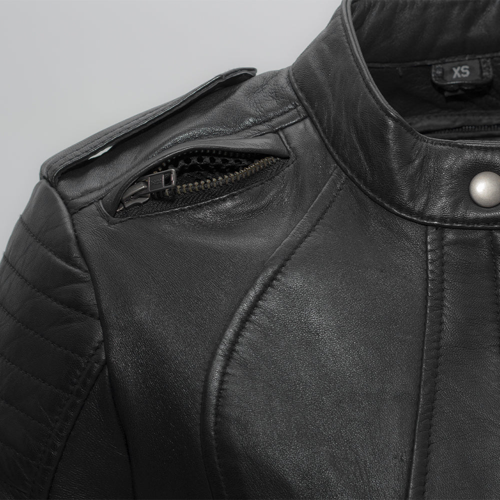 Women's Motorcycle Leather Riding Jacket- "Biker"