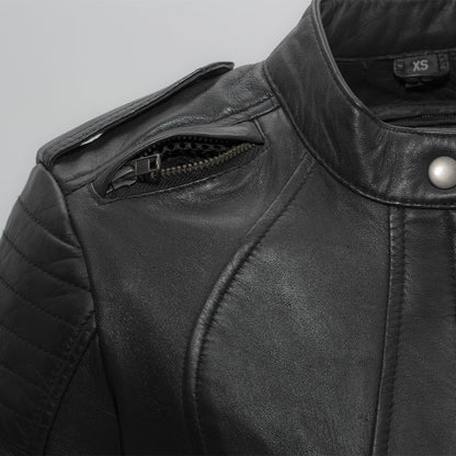 Women's Motorcycle Leather Riding Jacket- "Biker"