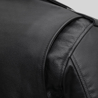 Women's Classic Leather Motorcycle Style Jacket with permanent liner