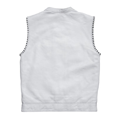 Men's Club Style Leather Motorcycle Vest - Limited Edition White