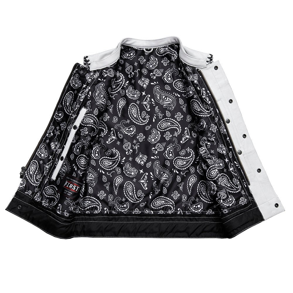 Men's Club Style Leather Motorcycle Vest - Limited Edition White