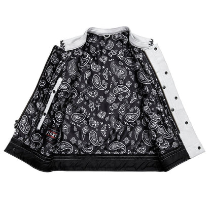 Men's Club Style Leather Motorcycle Vest - Limited Edition White