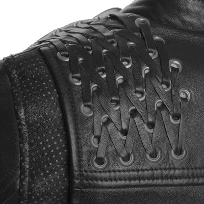 Women's Motorcycle Leather Riding Jacket- "Black Widow"