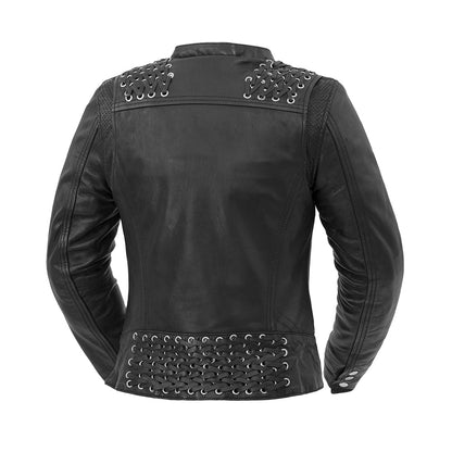 Women's Motorcycle Leather Riding Jacket- "Black Widow"