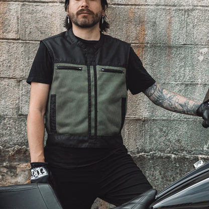 Men's Motorcycle Vest-Lowrider cut in Moto Mesh material