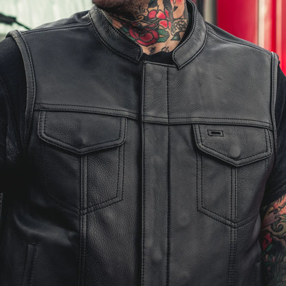 Men's Club Style Leather Motorcycle Vest- Hotshot