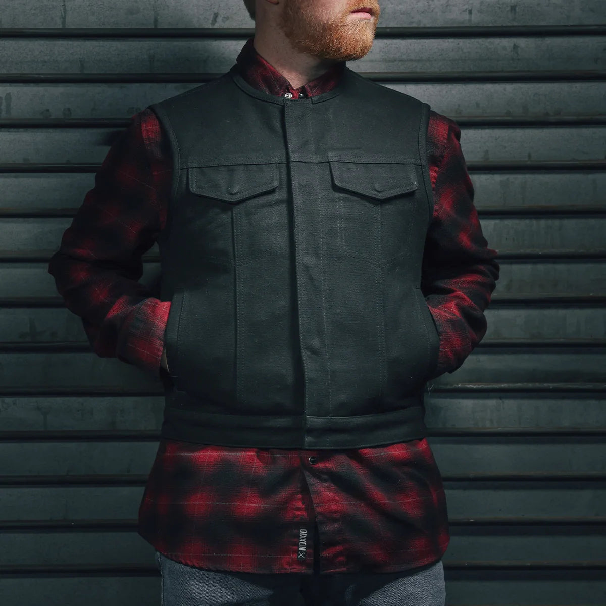 Men's Motorcycle Canvas Vest "Lowside" Black