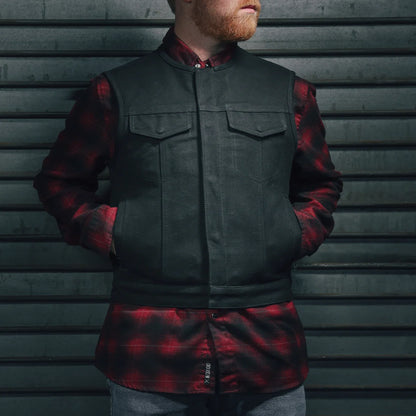 Men's Motorcycle Canvas Vest "Lowside" Black