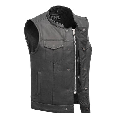 Men's Economy Club Style Leather Motorcycle Vest- "Blaster"