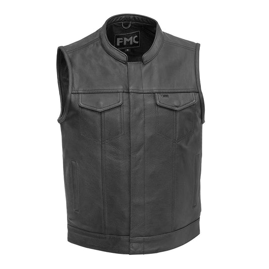 Men's Economy Club Style Leather Motorcycle Vest- "Blaster"