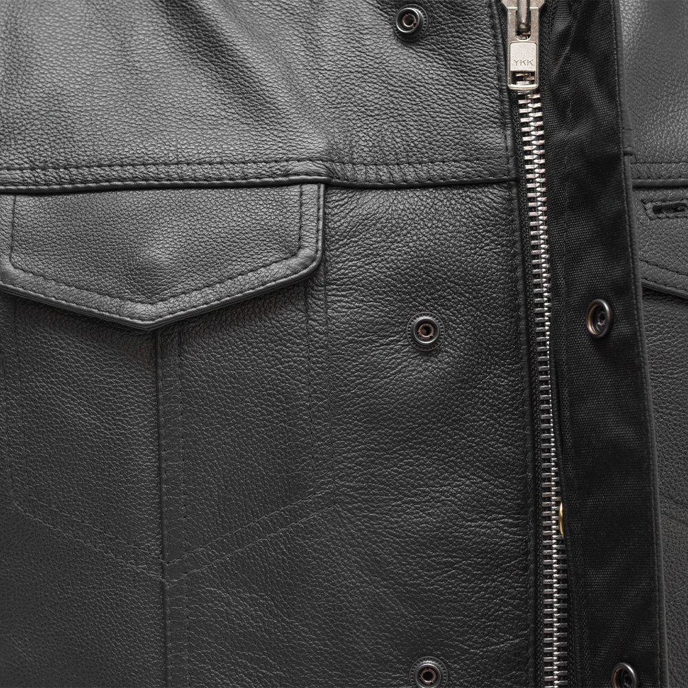 Men's Economy Club Style Leather Motorcycle Vest- "Blaster"