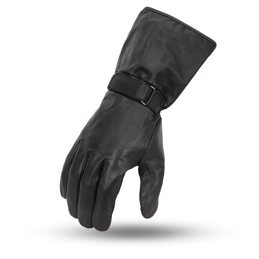 Men's Black Leather Motorcycle Gauntlet- "Blaze"