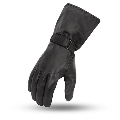 Men's Black Leather Motorcycle Gauntlet- "Blaze"