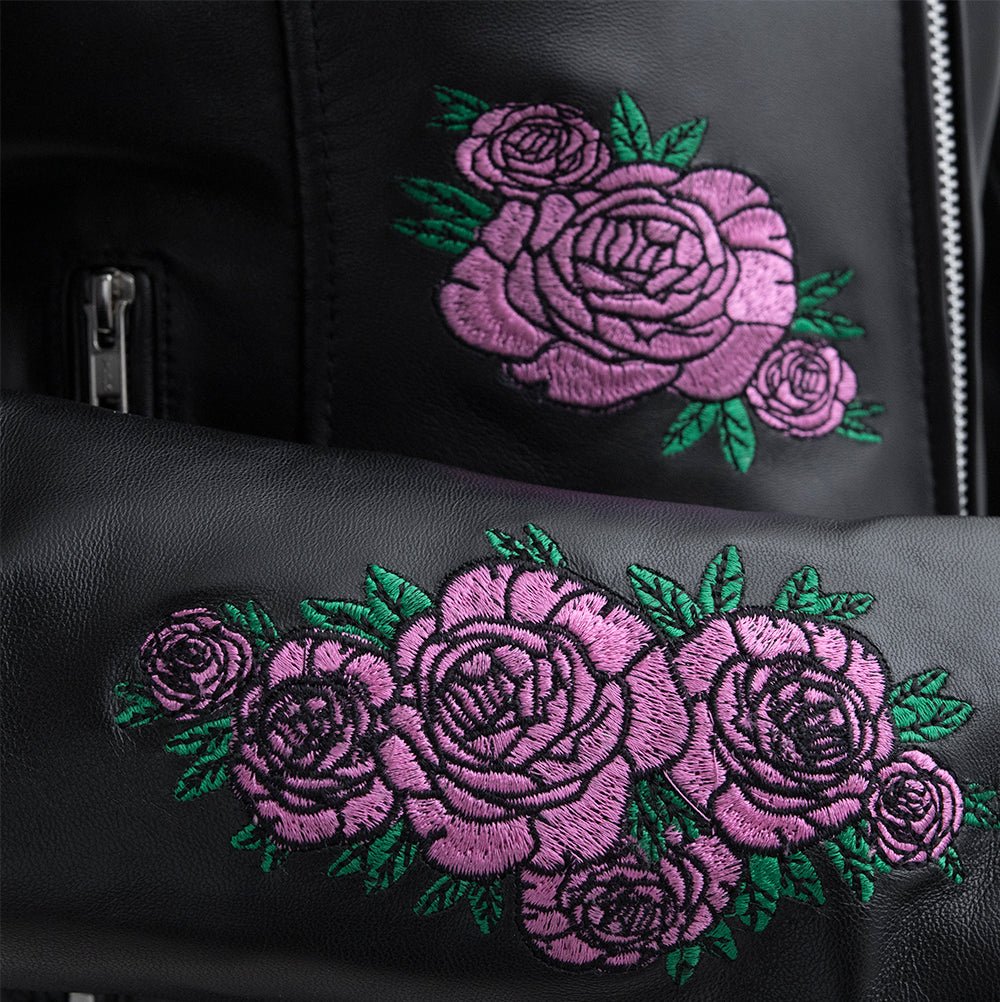Women's Leather Motorcycle Riding Jacket- "Bloom"