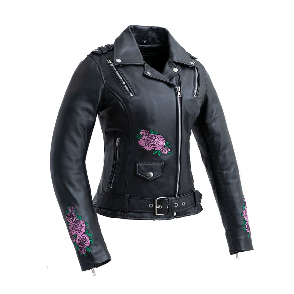 Women's Leather Motorcycle Riding Jacket- "Bloom"
